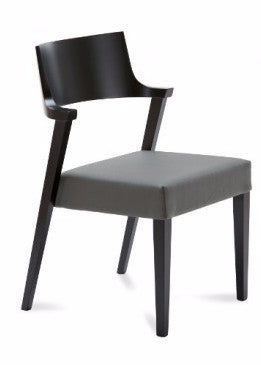 Domitalia Lirica Black Laquered Grey Leather Dining Chair