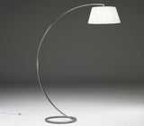 Natuzzi Italia L476PTU Wisdom Floor Lamp with a White Fabric Shade and Nickel Base