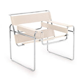 Ital Studio Wally Occasional Chair with a White Leather Seat and Metal Base