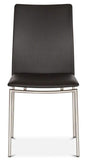 Skovby SM 58 Dining Chair with a Black Leather Seat and Brushed Steel Legs
