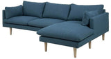 Actona Sunderland Sectional Corsica Dark Blue RAF (Chaise On Right) with Birch Legs