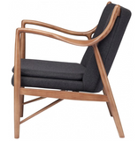 Nuevo Chase HGEM664 Occasional Chair with a Dark Grey Fabric Seat and Ash Stained Walnut Legs