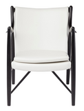 Nuevo Chase HGEM633 Occasional Chair with a White Leather Seat and Black Frame