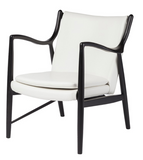 Nuevo Chase HGEM633 Occasional Chair with a White Leather Seat and Black Frame