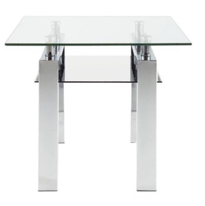 Actona Calem End Table in Glass, Black Glass, and Chrome
