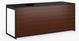BDI Furniture Sequel 6101 Desk in Chocolate Walnut Wood; Black Powder Coat Legs; Black Glass Top