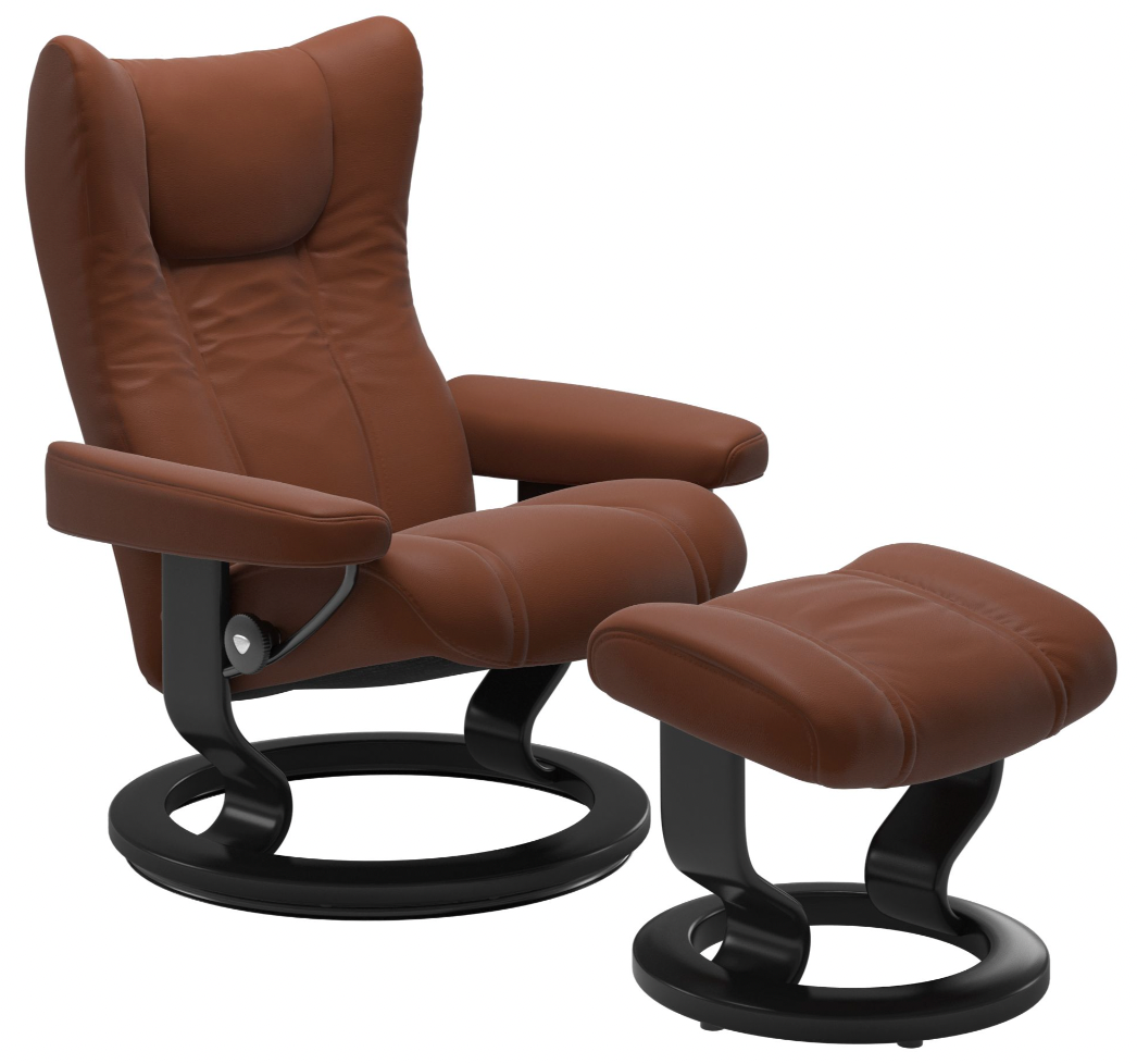 Ekornes Stressless Wing Medium Classic Recliner with Ottoman