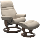 Ekornes Stressless Sunrise Small Classic New Sit Recliner with Ottoman