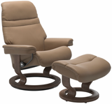 Ekornes Stressless Sunrise Small Classic New Sit Recliner with Ottoman