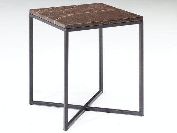 Natuzzi Italia T111XM0 Titano End Table with a Brown Marble Top and Metal Legs