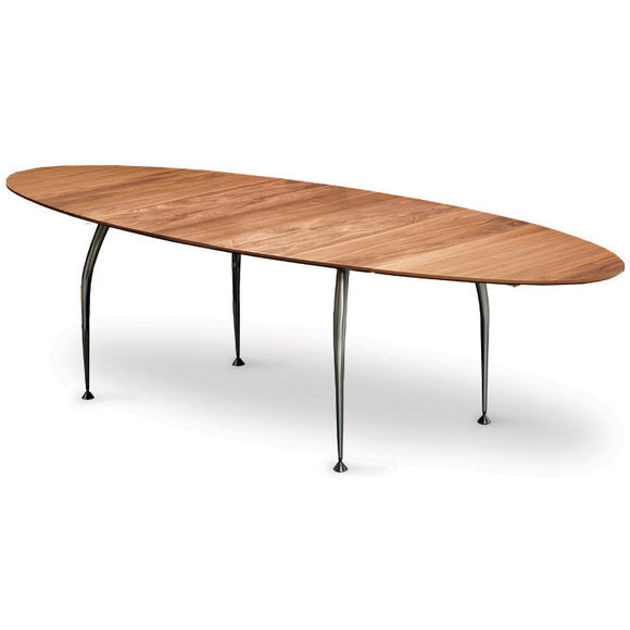Dan-Form Unique Dining Table with Zebrano Wood and Chrome Legs
