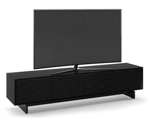 The Align 7473 is a full-featured and low-profile modern TV stand and credenza design that pairs remote and audio-friendly louvered doors with your choice of two available base styles, media or console.