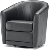 Natuzzi A835 Swivel Chair in a Black Leather