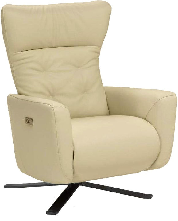 Natuzzi B944 Sguardo Recliner in Beige Leather and Brown Base