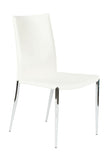 Ital Studio Max II Dining Chair in a White Leather Seat and Satin Nickel Legs