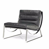 Natuzzi Italia 2715 Cammeo Occasional Chair with a Black 30 Grade Leather Seat and Metal Legs