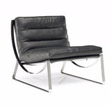 Natuzzi Italia 2715 Cammeo Occasional Chair with a Black 30 Grade Leather Seat and Metal Legs