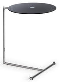 Ital Studio Sprint End Table with a Black Glass Top and Chrome Base