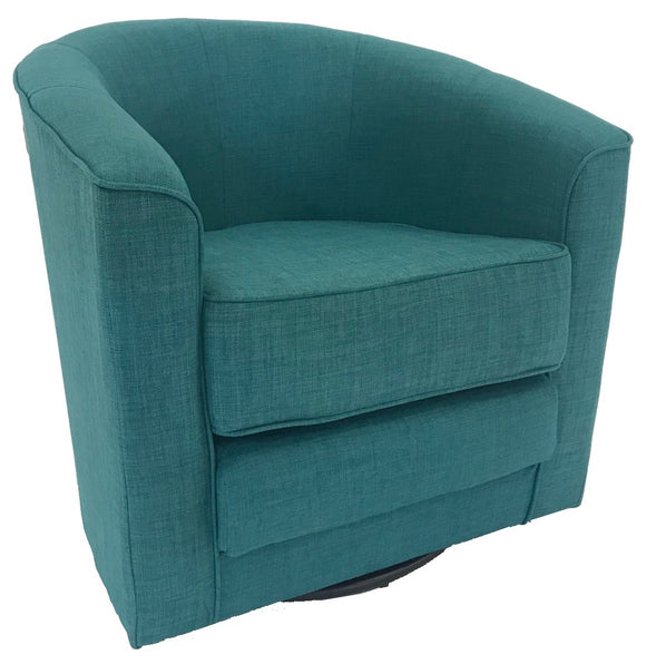 Actona Tub Occasional Chair with a Rio Turquoise Fabric Seat and Black Steel Base
