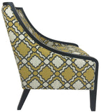 Kuka A825 Occasional Chair with a Yellow/White Fabric Pattern and Wenge Wood