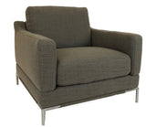 Natuzzi B754 Armchair and Ottoman with a Dove Fabric Seat/Ottoman and Chrome Legs