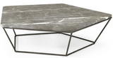 Natuzzi Italia T108F54 Chocolat Coffee Table with a White Marble Top and Metal Legs