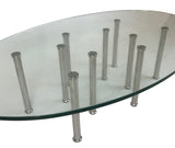 GFI Pins Coffee Table with a Glass Top and Steel Legs