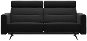 Ekornes Stressless Stella Reclining 2.5 Seat Sofa with 2 Headrests 2.5 Seat S2 Arms: Black Paloma Leather; Matte Black Legs