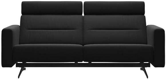 Ekornes Stressless Stella Reclining 2.5 Seat Sofa with 2 Headrests 2.5 Seat S2 Arms: Black Paloma Leather; Matte Black Legs