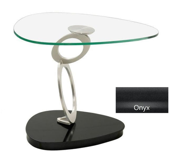 Elite Modern Fusion End Table Onyx; Champagne-Plated; Glass Powder Coat Free form
