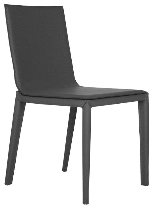 Bellini Cherie Dining Chair in Grey Leather and Leather Legs With Steel Frame Beneath