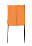 Ital Studio Max II Dining Chair in an Orange Leather Seat and Satin Nickel Legs