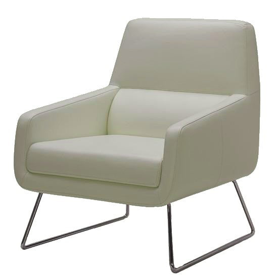 Kuka A759 Occasional Chair with an Off White Leather Seat and Metal Legs