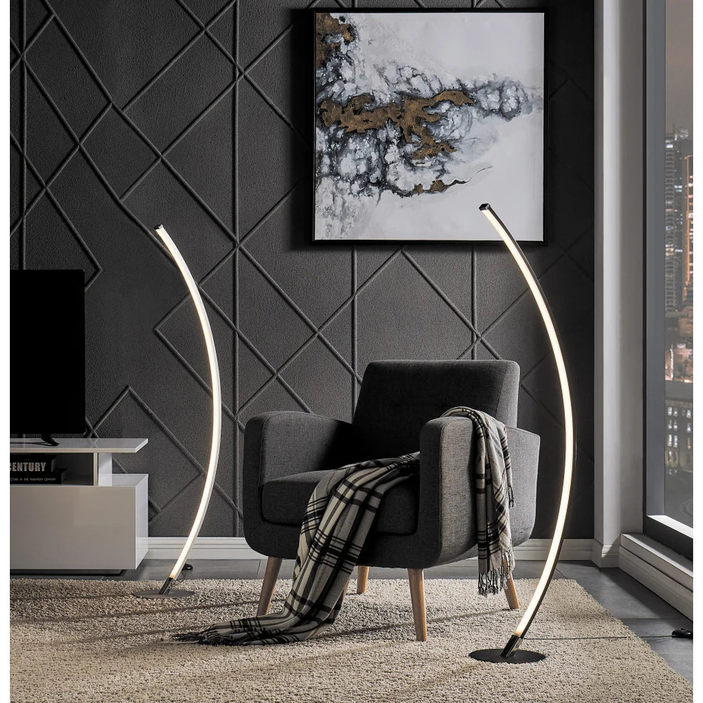 Lite Source Monita Black LED Large Modern Arc Floor Lamp - #87W80