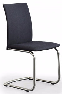 Skovby SM 53 Brushed Steel; Black Leather Dining Chair
