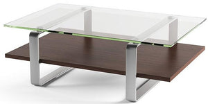 BDI Furniture Stream Coffee Table Charcoal, Tempered Glass, Satin-Nickel Plated Steel