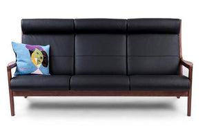 Sun Cabinet JM401 Sofa in Walnut with Black Leather Seat