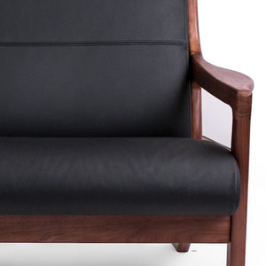 Sun Cabinet JM401 Loveseat in Teak with Black Leather Seat