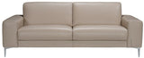 Sofa: Full Grain Italian Leather Sabbia (Sand) 35601; Polished Stainless Steel Legs